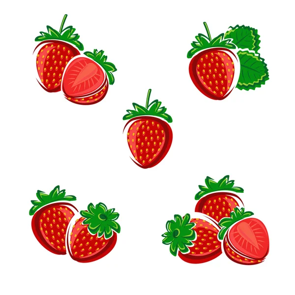 Strawberries set. Vector — Stock Vector