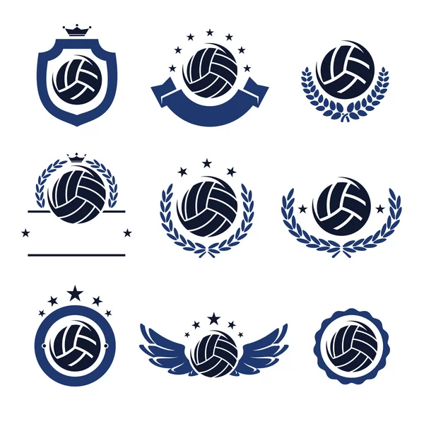 Volleyball labels and icons set. Vector — Stock Vector