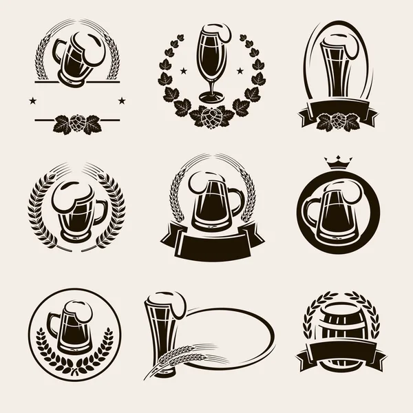 Set de etiquetas de cerveza. Vector — Archivo Imágenes Vectoriales