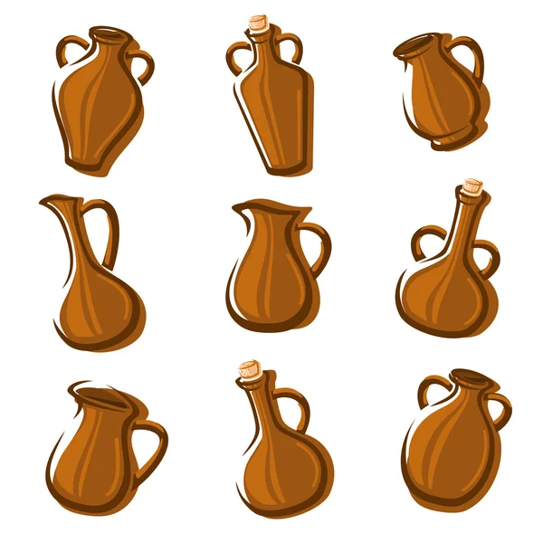 Jugs set. Vector — Stock Vector