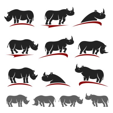 Gergedan ayarlayın. Vektör Etiketler