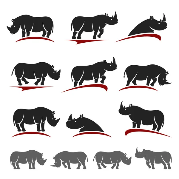 Ensemble de rhinocéros. Étiquettes vectorielles — Image vectorielle