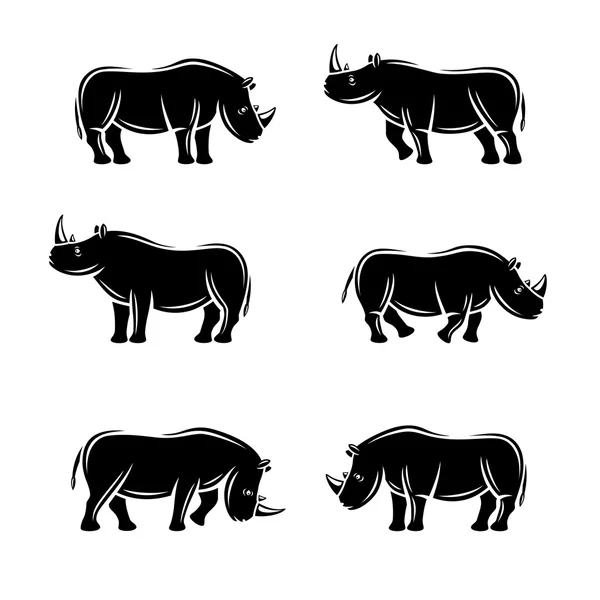 Rhinoceros set. Vector — Stock Vector