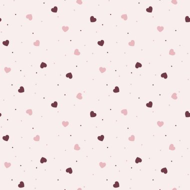 Kalpsiz vektör deseni. Baskı veya kumaş için renkli pembe kalp tasarımı.