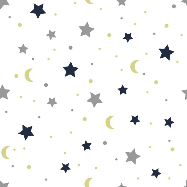 Stars Moon Seamless Pattern Kids Baby Colorful Design Fabric Print — Stock Vector