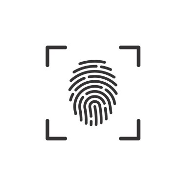 Parmak izi taraması siyah vektör simgesi. Parmak izi sembollü tarayıcı işaretleri.