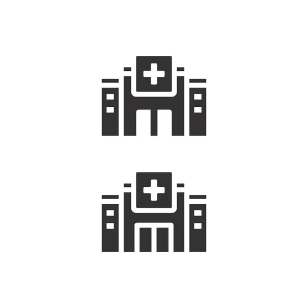 Krankenhaus Gebäude Schwarze Vektor Symbol Medizinisches Kreuz Mit Klinik Einfachem — Stockvektor