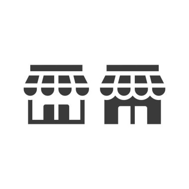 Siyah vektör simgesini saklayın ya da saklayın. Depo önü kabartma web sembolü.