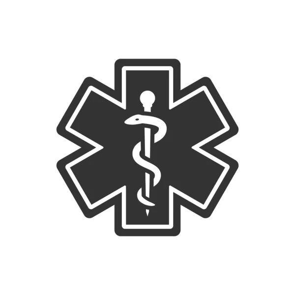Erste Hilfe Medizinisches Notfall Symbol Stange Des Asklepios Oder Äskulapius — Stockvektor