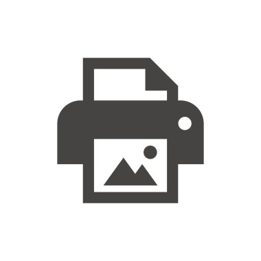 Fotoğraf yazıcısı siyah vektör simgesi. Resim düğmesi sembolünü yazdır.