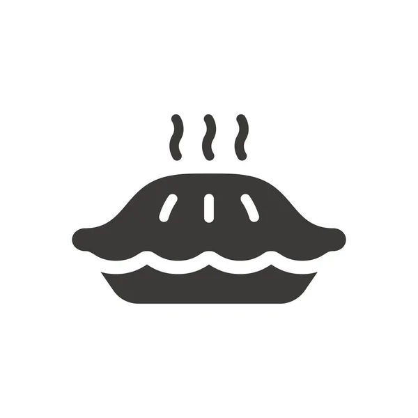 Pie Simple Icono Negro Pastel Caliente Bandeja Con Símbolo Glifo — Vector de stock