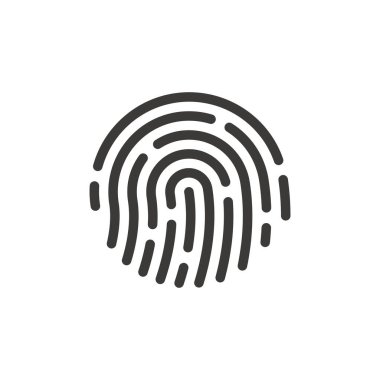 İnsan parmak izi siyah vektör ikonu. Parmak izi, biyometrik kimlik sembolü.