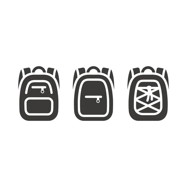 Rugzak Eenvoudige Zwarte Geïsoleerde Vector Pictogram Tas Handbagage Rugzak Symbool — Stockvector