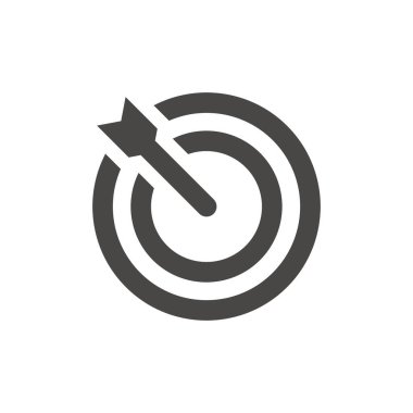 Dart okuyla hedef siyah simge. Strateji ve iş hedefleri kavram vektör sembolü.