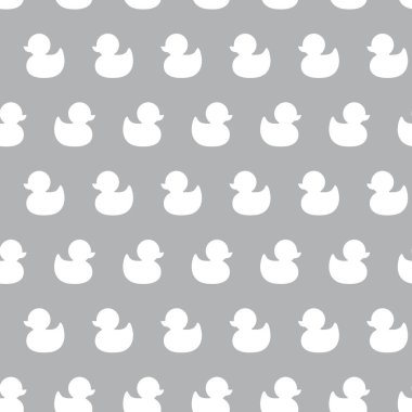 Ördek yavruları bembeyaz ve gri desenli. Ördekli kağıt ya da kumaş baskısı için vektör bebek ya da çocuklar.