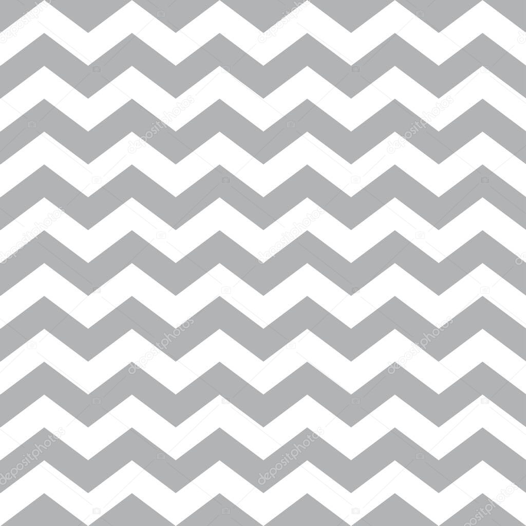 Simple chevron seamless pattern in white and grey. Zig zag stripes design for paper or fabric.