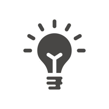 Ampul siyah vektör simgesi. Basit ampul, fikir sembolü.