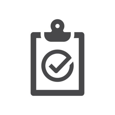 İşaretli vektör simgesi olan ofis panosu. Klip tahtası ve kene, tamam sembol.