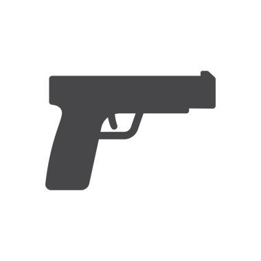 Gun black vector icon. Pistol handgun or revolver symbol.