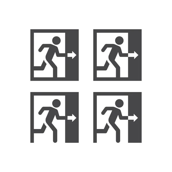 Puerta Salida Con Hombre Corriendo Signo Vectorial Puerta Símbolo Negro — Vector de stock