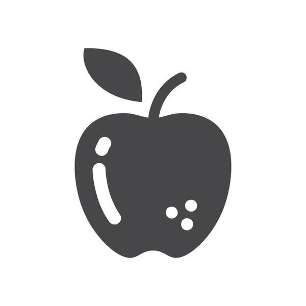 Apple Schwarzes Vektorsymbol Einfaches Fruchtsymbol Mit Blatt — Stockvektor