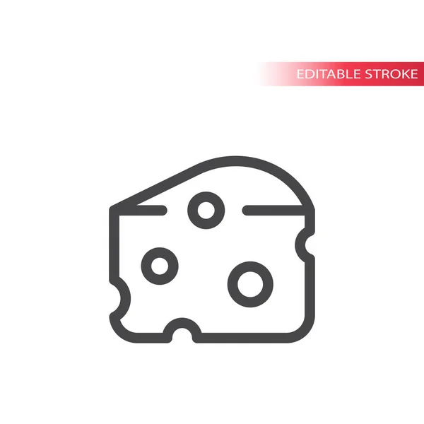 Slice Cheese Holes Line Vector Icon Outline Editable Stroke — Stockový vektor