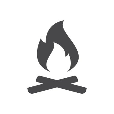 Şenlik ateşi ve odun siyah vektör ikonu. Kamp ateşi sembolü.