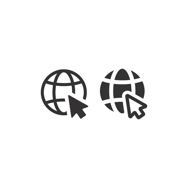 Globe Flèche Souris Web Icône Vectorielle Noire Planète Curseur Symbole — Image vectorielle