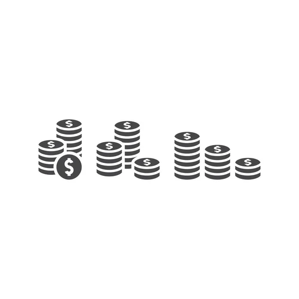 Moneta Dollaro Stack Icona Vettoriale Nera Simbolo Denaro Risparmio Guadagni — Vettoriale Stock
