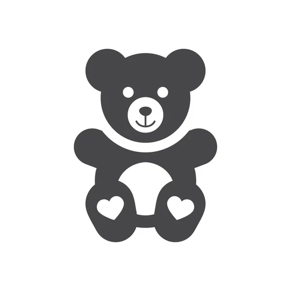Medvídek Černým Vektorem Děti Dítě Soft Toy Symbol — Stockový vektor