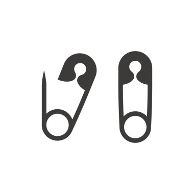 Açık ve kapalı çengelli iğne simgesi. Siyah vektör sembolü.