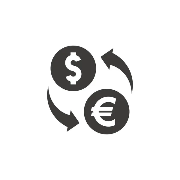 Dollar Euro Wisselen Met Pijlen Zwart Vectorpictogram — Stockvector