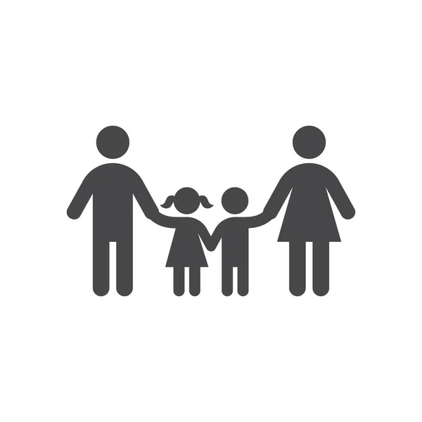 家庭牵手矢量图标 有孩子的父亲 儿子和女儿的象征 — 图库矢量图片