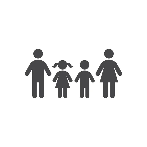 Familia Con Los Niños Icono Vector Negro Madre Padre Con — Archivo Imágenes Vectoriales