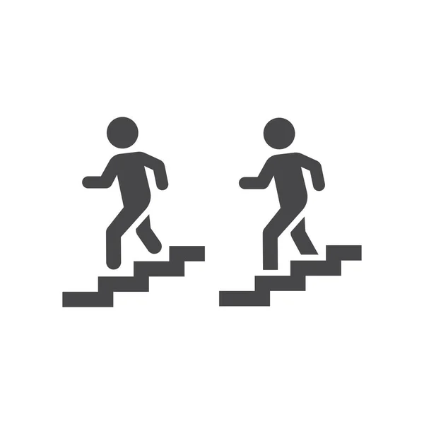 Hombre Bajando Escaleras Vector Icono Escalera Símbolo Simple — Vector de stock