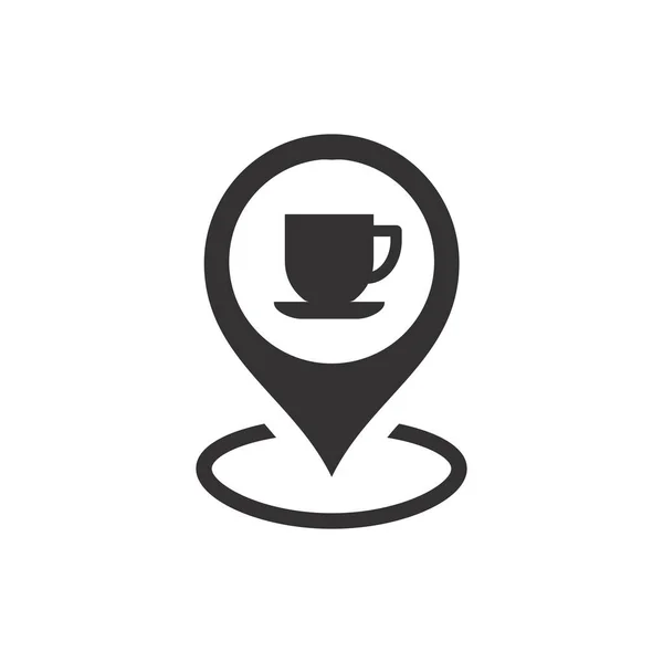 Szpilka Lokacyjna Ikoną Filiżanki Kawy Wskaźnik Mapy Dla Kawiarni Lub — Wektor stockowy