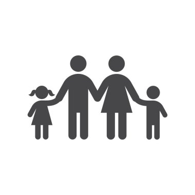 Aile ellerinin vektör ikonu. Anne, çocuklu baba, oğul ve kız sembolü..