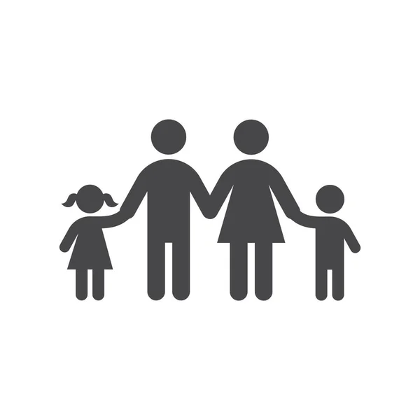 Family Holding Hands Vector Icon Mother Father Children Son Daughter — Stock Vector