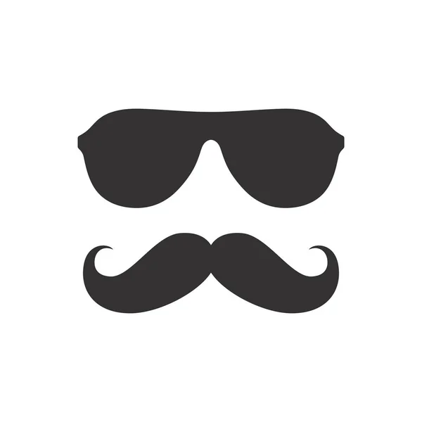 Homme Moustache Lunettes Soleil Icône Moustache Lunettes Style Geek Hipster — Image vectorielle