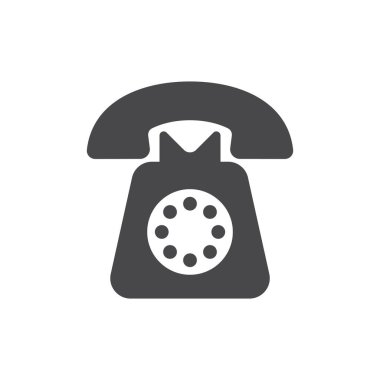 Eski analog telefon vektör simgesi. Retro veya vintage telefon sembolü.