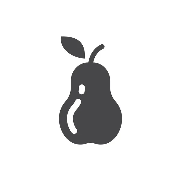 Αχλάδι Φύλλο Μαύρο Διάνυσμα Εικονίδιο Σύμβολο Γλύφων Φρούτων — Διανυσματικό Αρχείο