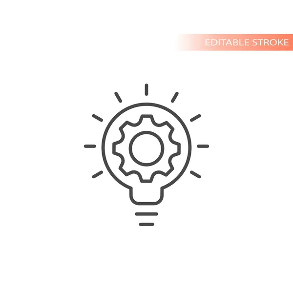 Glühbirne Und Getriebe Ideensymbol Glühbirne Und Zahnrad Symbol Editierbarer Strich — Stockvektor