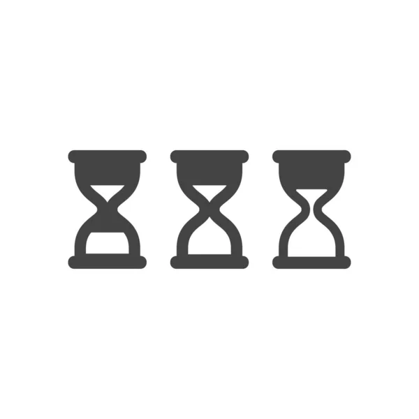 Ampulheta Simples Vetor Preto Conjunto Ícones Conjunto Símbolos Glifo Relógio —  Vetores de Stock