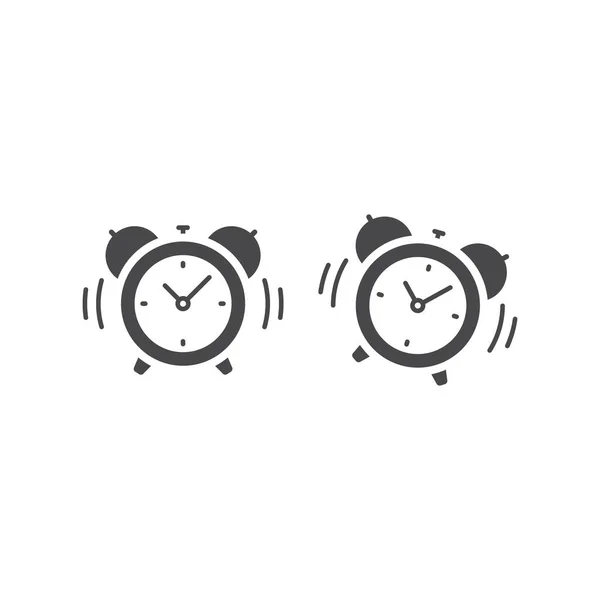 Alarm Clock Bell Ringing Icon Black Vector Symbol Retro Style — Stock Vector