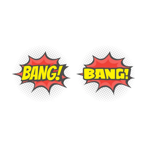 Bang Lettering Explosion Cartoon Colorful Halftone Comic Vector — Wektor stockowy