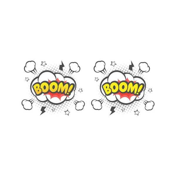 Boom Explosion Colorful Vector Cartoon Boom Text Lettering Comic — Stock Vector