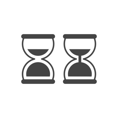 Kum saati basit siyah vektör simgesi ayarlandı. Kum saati sembolü seti.