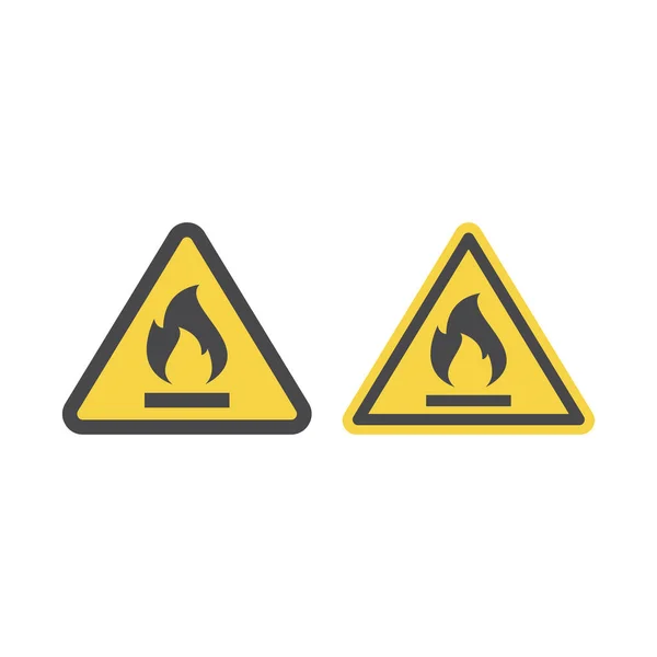 Signal Vecteur Gaz Liquide Hautement Inflammable Panneau Avertissement Incendie Avec — Image vectorielle