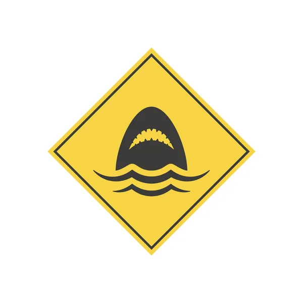 Haifischgelbes Warnschild Gefahr Symbol Der Haie — Stockvektor