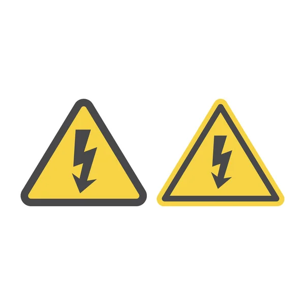 Предупредительный Знак Высокого Напряжения Желтый Вектор Предосторожности Молнией — стоковый вектор